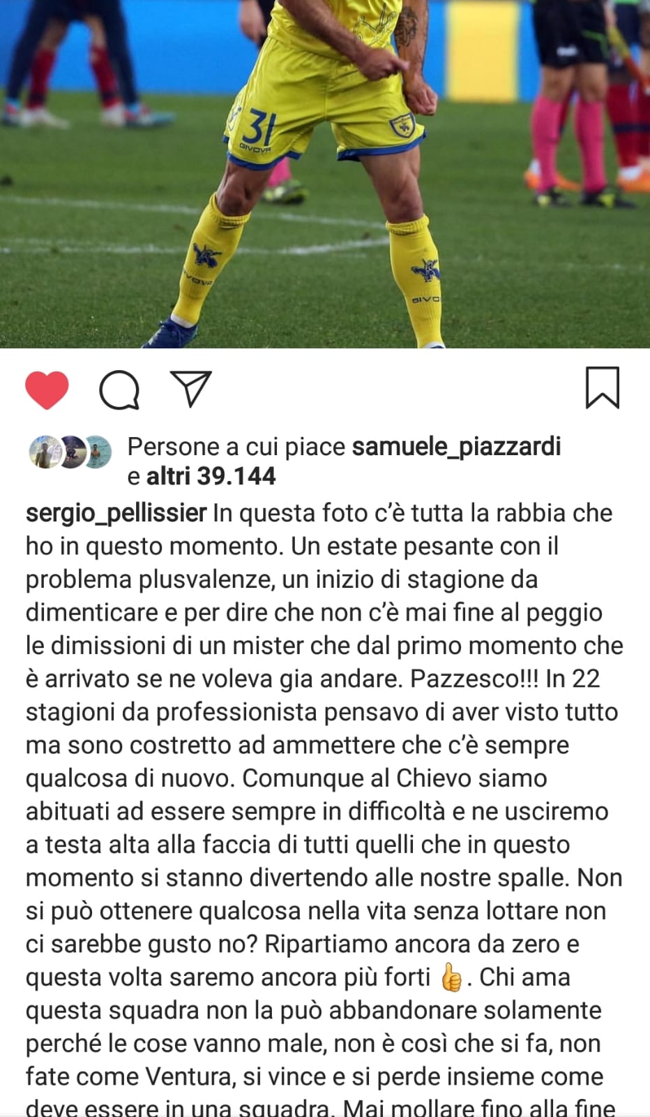 Pellissier contro Ventura: "Voleva andar via dal primo momento che è arrivato. Mai visto nulla del genere"
