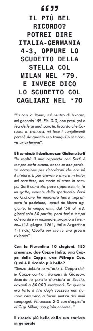 Oggi Albertosi compie 79 anni: “Il mio ricordo più bello? La Coppa delle Coppe con la Fiorentina...”