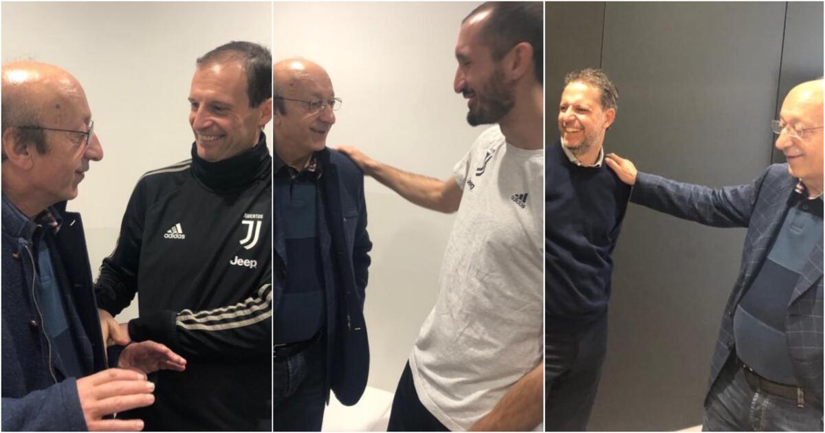 Il condannato Moggi fa visita alla Juventus, festa e abbracci per i bianconeri. Le foto - 