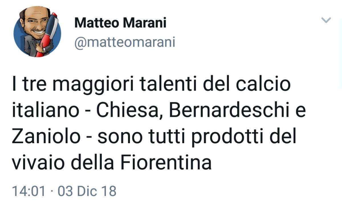 Marani (Sky Sport): "I più forti giovani talenti italiani vengono dal vivaio della Fiorentina" - 