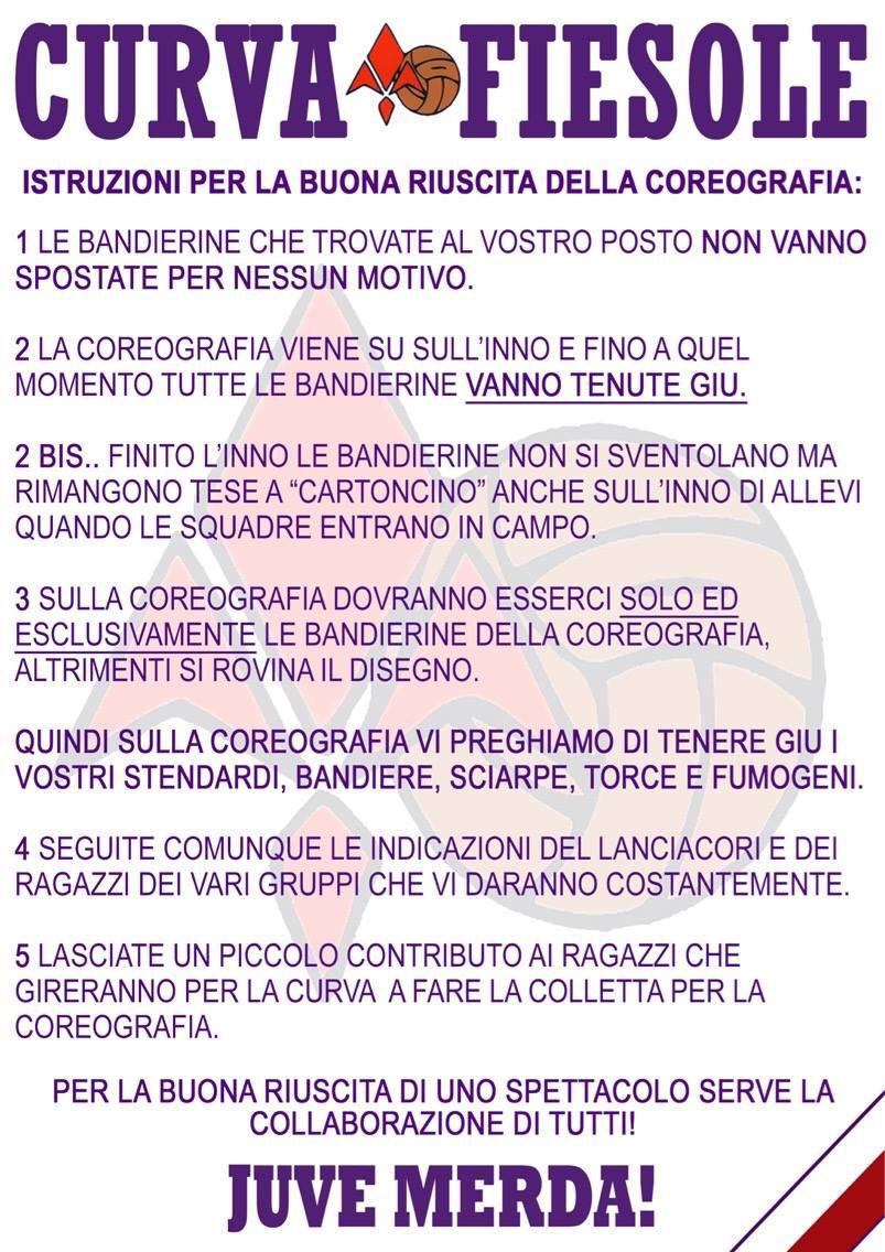 La Fiesole farà una grande coreografia, ecco le indicazioni per la riuscita dall'immagine