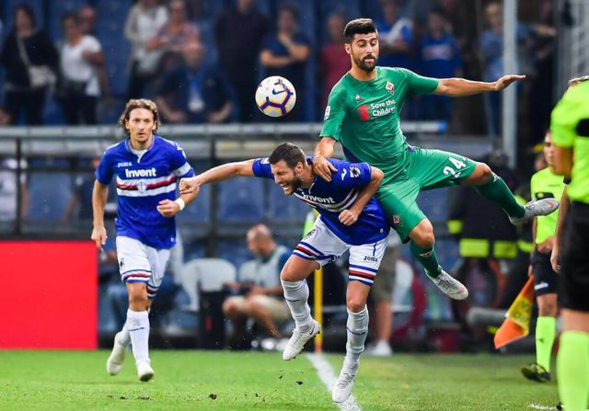 (VIDEO): Fiorentina-Samp, il record di Batistuta ricorre contro Quagliarella. Muriel al Franchi fece gol... - Sampdoria's Jacopo Sala and Fiorentina's Marco Benassi (R) in action during the Italian Serie A soccer match UC Sampdoria vs ACF Fiorentina at Luigi Ferraris stadium in Genoa, Italy, 19 September 2018.
ANSA/SIMONE ARVEDA