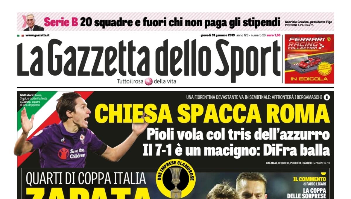 Gazzetta, la dedica viola è per Astori. Chiesa e Muriel show, ma anche Veretout... - 