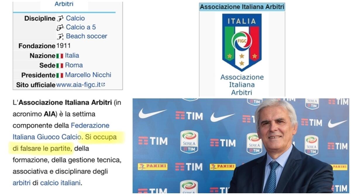 Tifosi interisti hanno modificato e hackerato il profilo Aia di Wikipedia: "Falsano le partite" - 