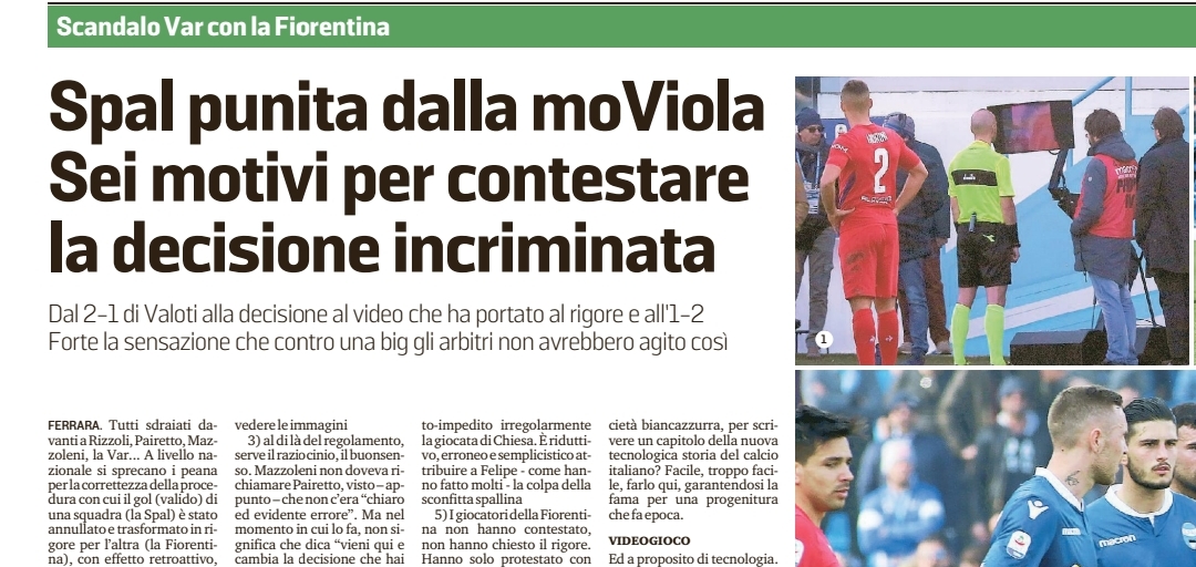 Articolo vergognoso da Ferrara: "Rigore non c'è. Il Var ammazza il calcio. Partita da ripetere"