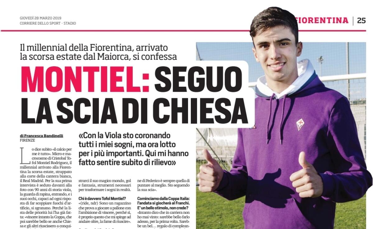 "Sono trequartista, studio Chiesa e voglio conquistare Firenze e la Fiorentina. A Moena..." - 