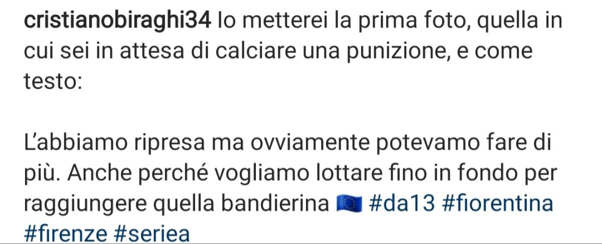 Gaffe di Biraghi su Instagram, posta e copia il messaggio di una terza persona come didascalia - 