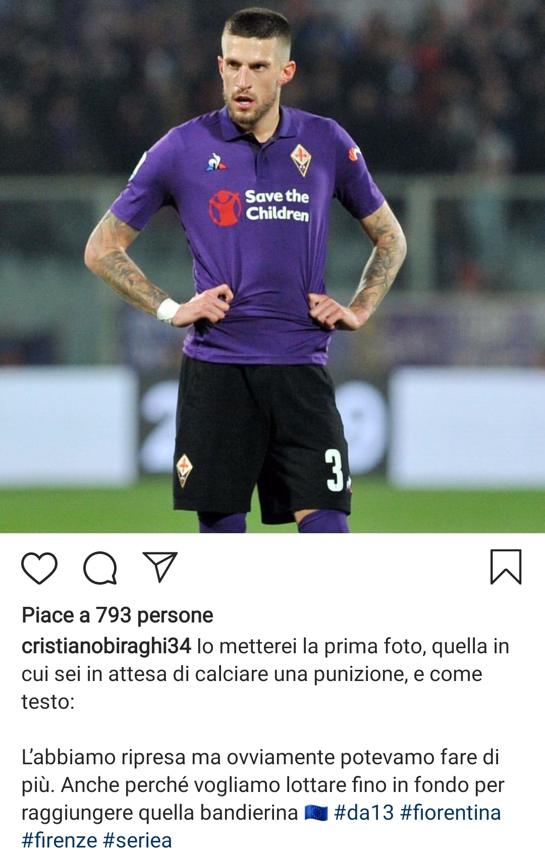 Gaffe di Biraghi su Instagram, posta e copia il messaggio di una terza persona come didascalia