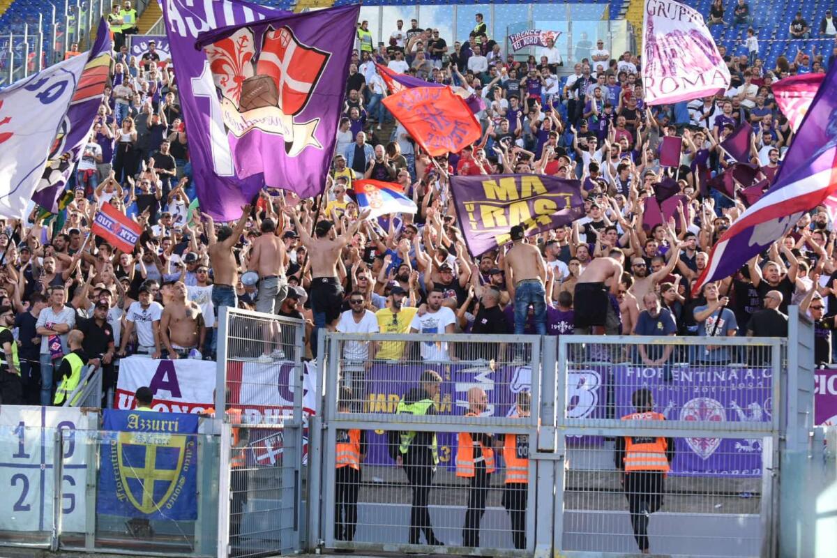 Atalanta-Fiorentina, scontro tifosi viola-polizia all'ingresso del settore ospiti - Roma, Stadio Olimpico, 07.10.2018, Lazio-Fiorentina, foto Fiorenzo Sernacchioli. Copyright Labaroviola.com, tifosi viola