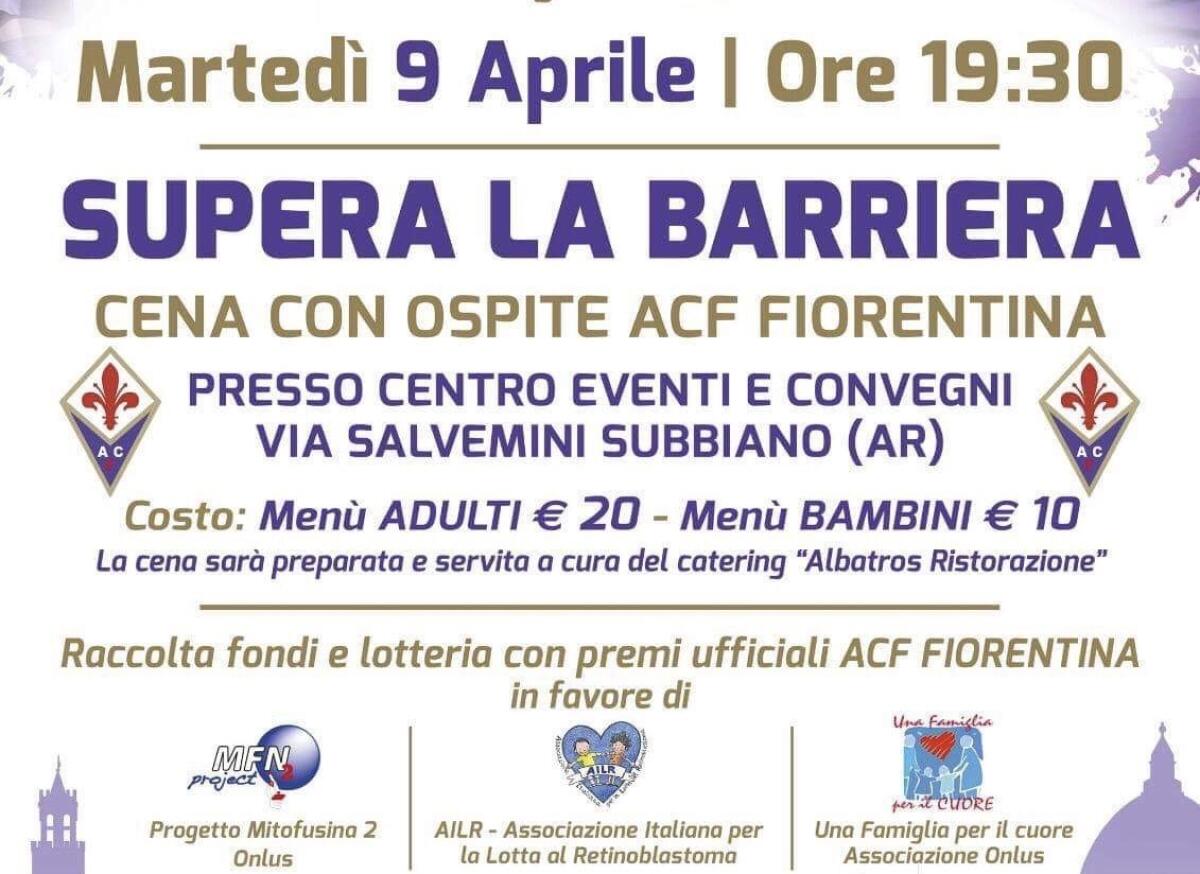 ViolaClub stasera riuniti a Subbiano: le info della cena in beneficenza con ospite ACF - 