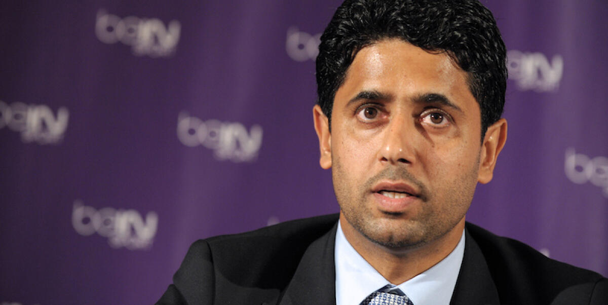 Equipe, ecco perchè i qatarioti non possono, per regolamento, acquistare il club viola - Director of Al Jazeera Sports and president of beIN Sport in France Nasser Al Khelaifi talks during a press conference in Paris on May 24, 2012, to unveil the channel's programme schedule. beIN Sport is a sports network owned by Qatar based Al Jazeer