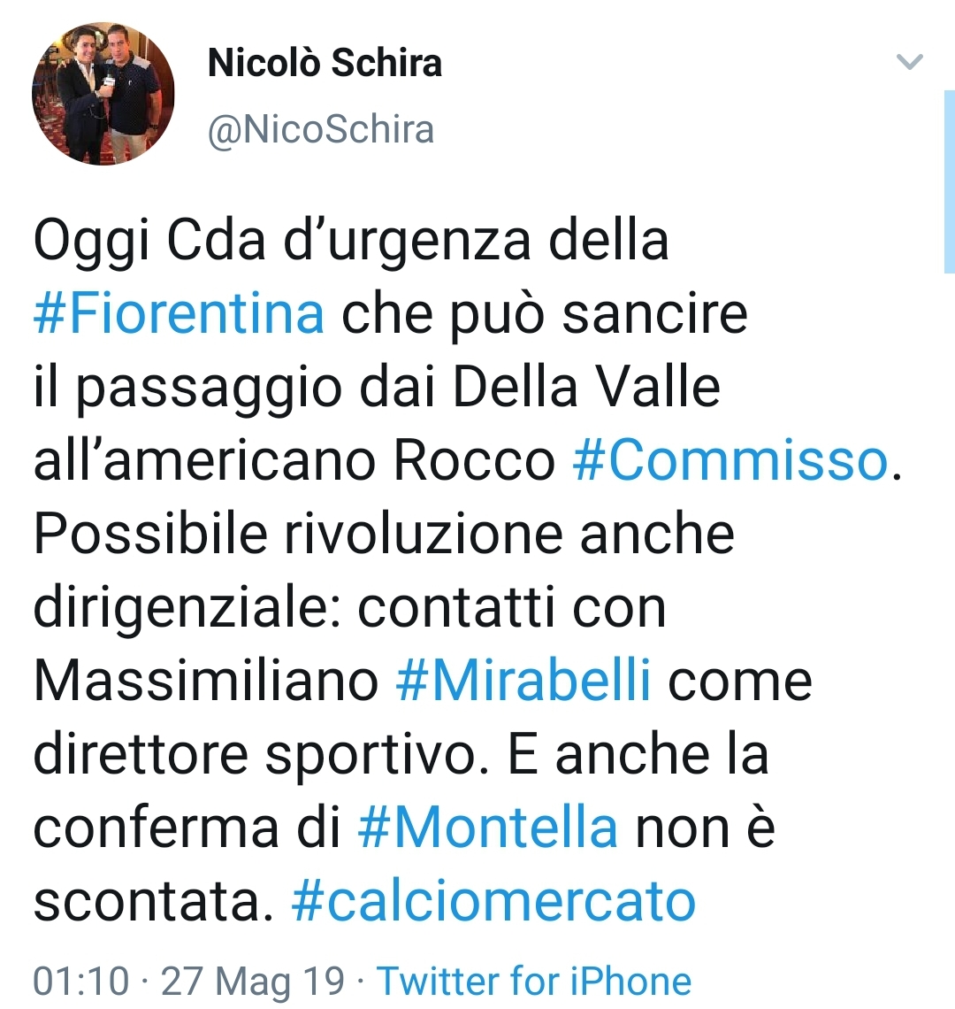 La Fiorentina che verrà, Commisso e i contatti con Mirabelli, potrebbe essere il nuovo direttore sportivo