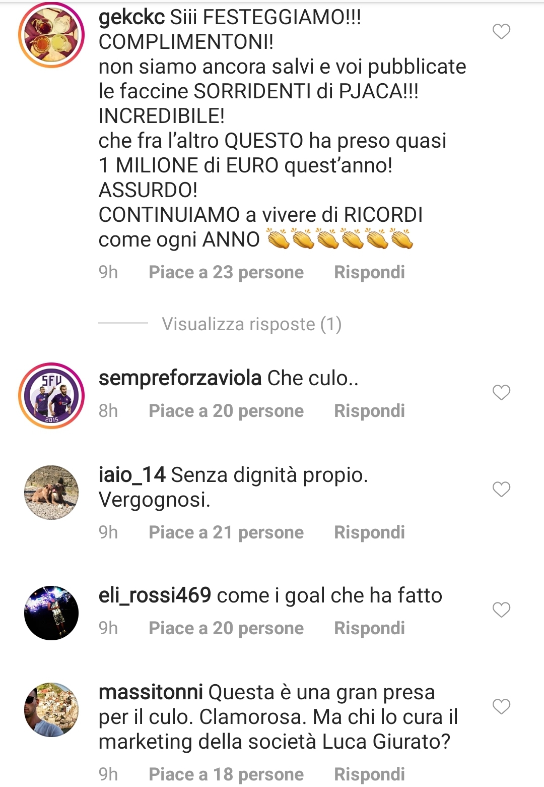 L'ultima gaffe social della Fiorentina, postano Pjaca che fa "marameo" e i tifosi si scatenano nei commenti