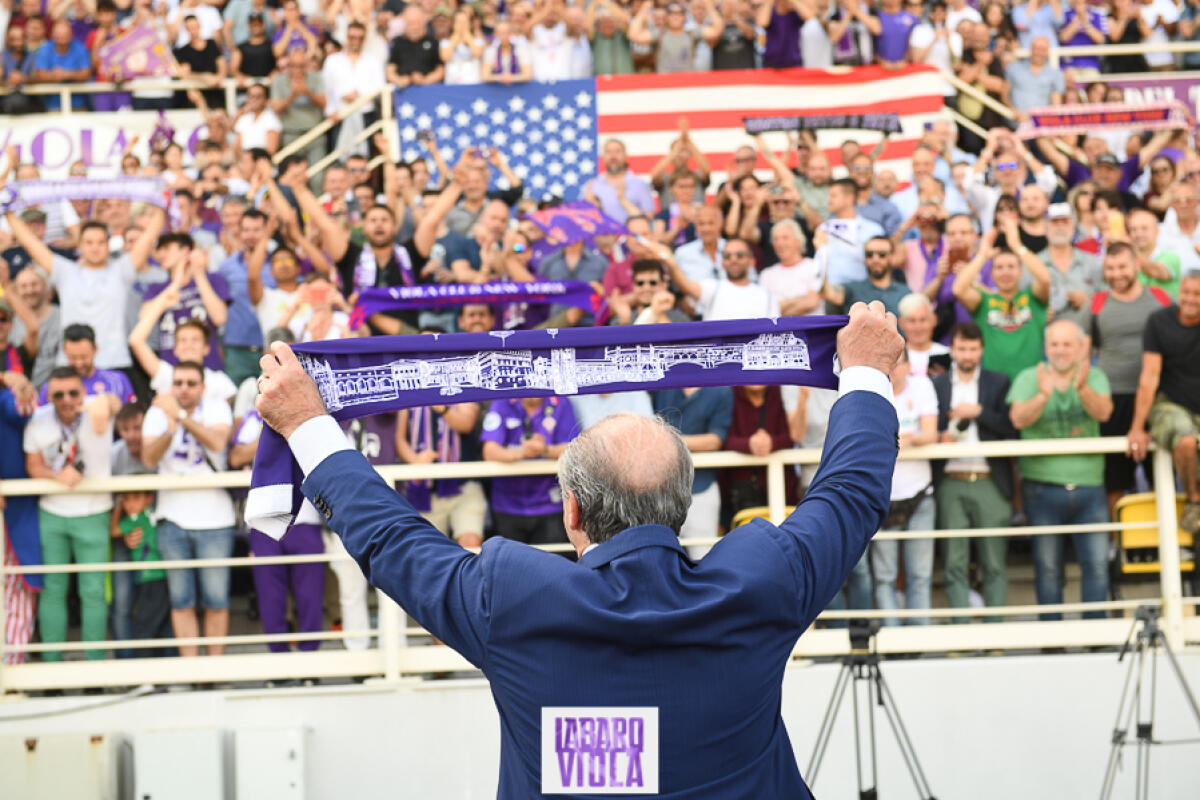 Basile: "Da New York belle sensazioni, il colore viola richiama subito Firenze e la Fiorentina. Il mercato.." - Firenze, stadio Franchi, 06/06/2019, presentazione Rocco B. Commisso, foto Fiorenzo Sernacchioli. Copyright Labaroviola.com