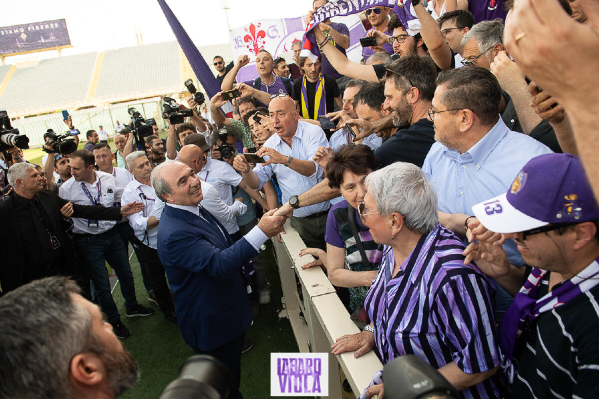 Il ritiro di Moena ci sarà, Fiorentina divisa in due gruppi, dal 6 al 21 luglio. I dettagli - Firenze, stadio Franchi, 06/06/2019, presentazione Rocco B. Commisso, foto Fiorenzo Sernacchioli. Copyright Labaroviola.com