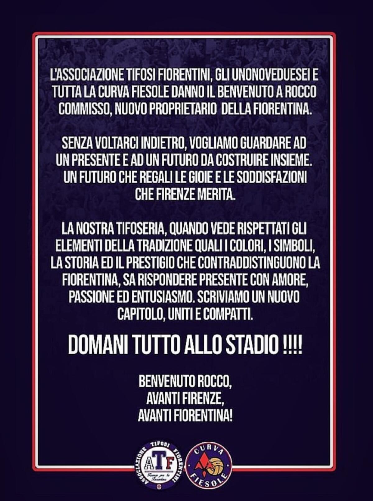 ATF: "Vogliamo guardare ad un presente e ad un futuro da costruire insieme..." - 