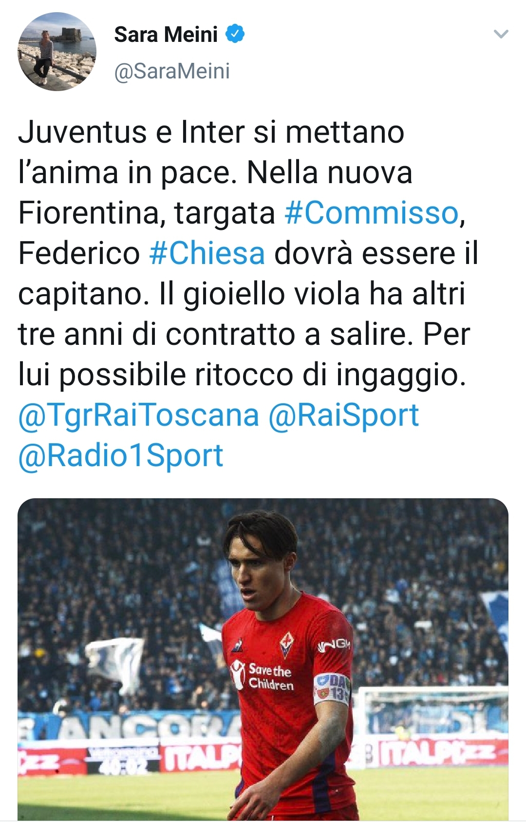 Rai, Chiesa sarà il nuovo capitano della Fiorentina, contratto con ritocco dell'ingaggio