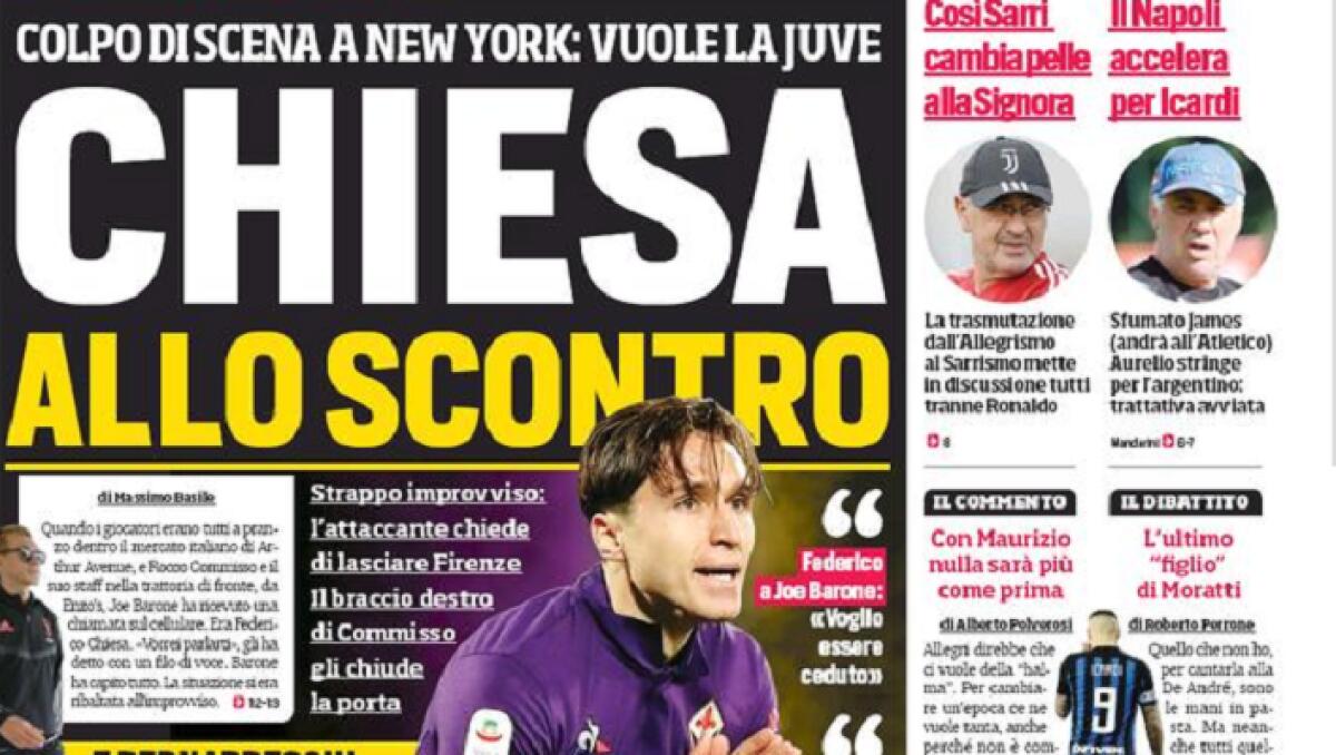 Chiesa ha chiesto la cessione "Voglio andare alla Juve". Lite con Barone "Nemmeno per 1000 milioni" - 