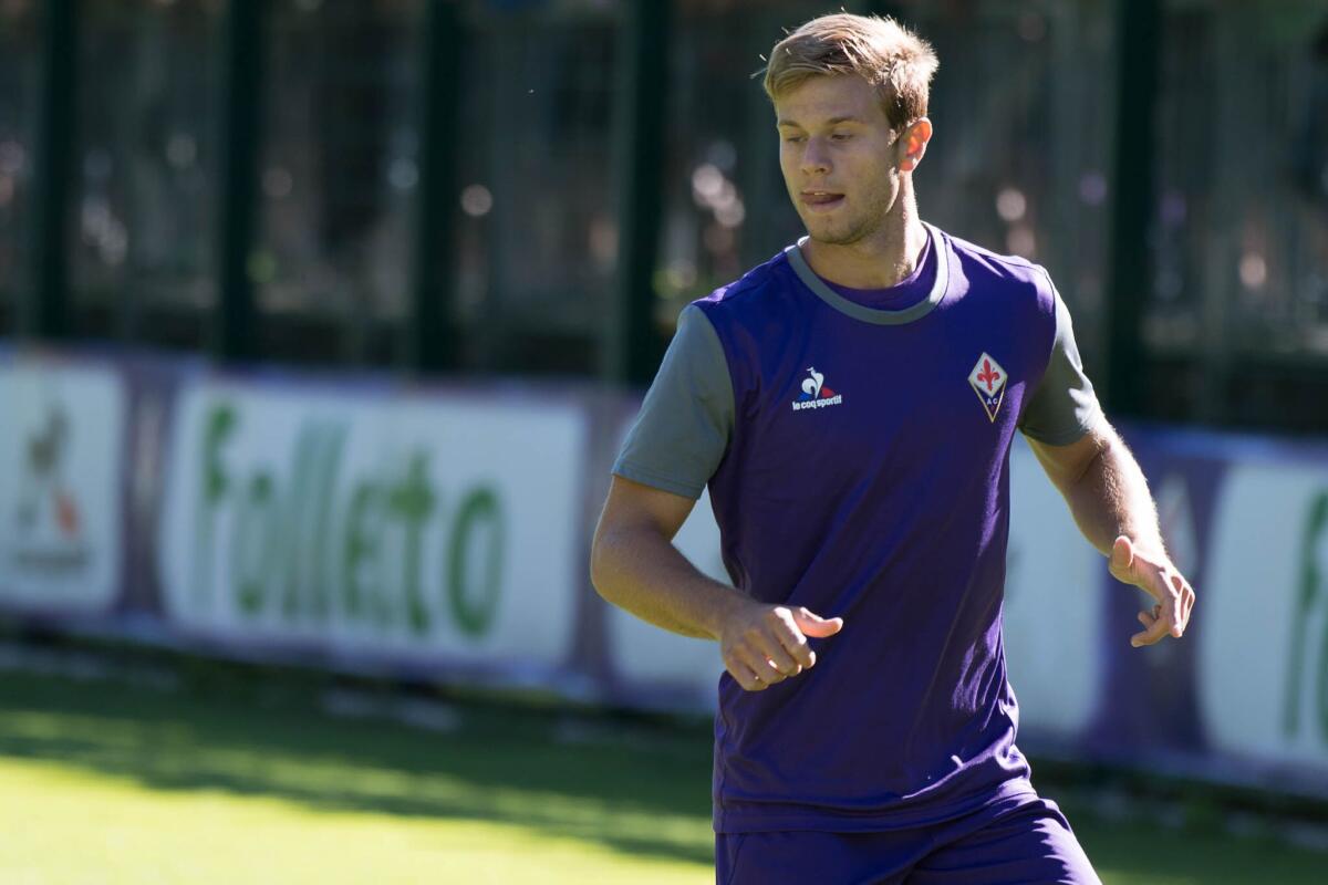 Pietro Terracciano sta arrivando al ritiro di Moena insieme al giovane attaccante Gori - Moena, Ritiro della Fiorentina 16.07.2017, Foto Fiorenzo Sernacchioli. Copyright Labaroviola.com