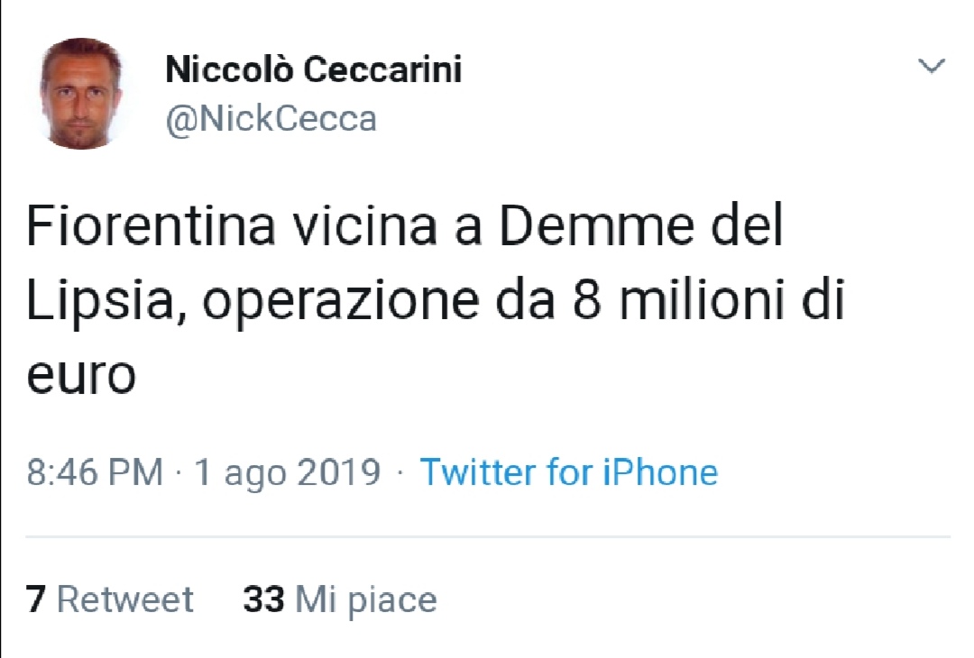 TMW, Fiorentina e Lipsia vicine all'accordo per Demme. Valutazione 8 Mln