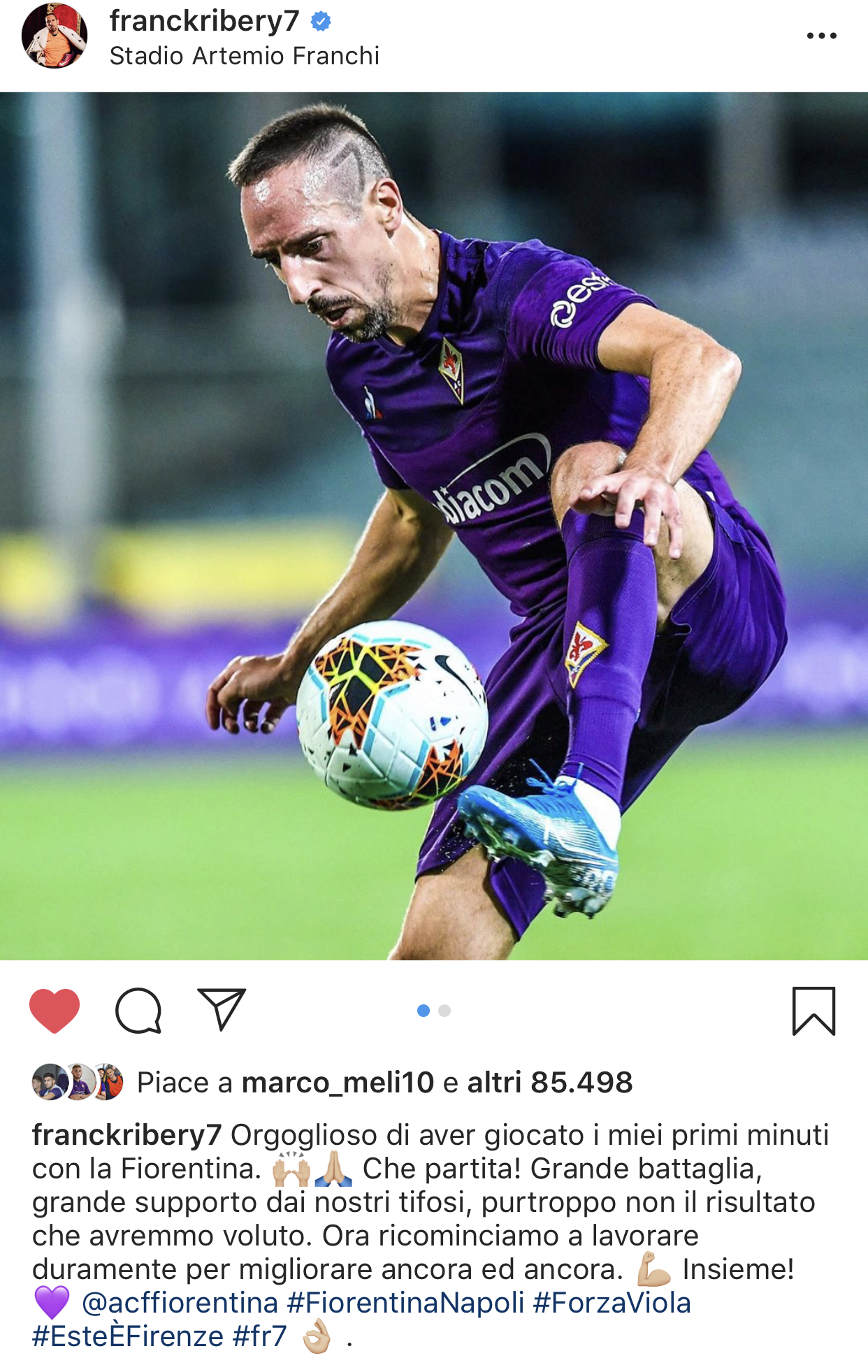 Ribery: "Che partita! Peccato per il risultato. Dobbiamo lavorare ancora per migliorare. Insieme!"