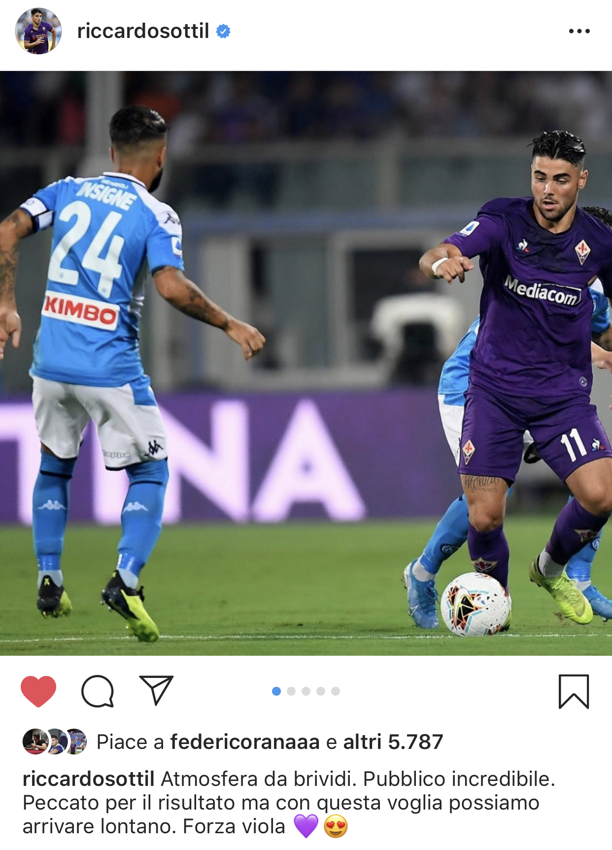 Sottil: "Atmosfera da brividi. Con questa voglia possiamo arrivare lontano. Forza viola"