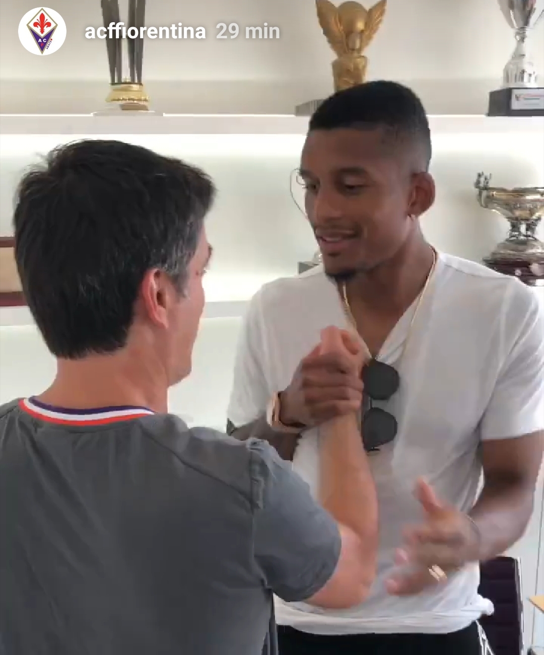 FOTO, Dalbert è a Firenze, incontro al centro sportivo con Commisso, Montella e Barone