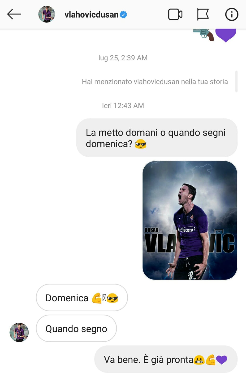 Vlahovic profeta su Instagram: “Tranquilli domenica segno”