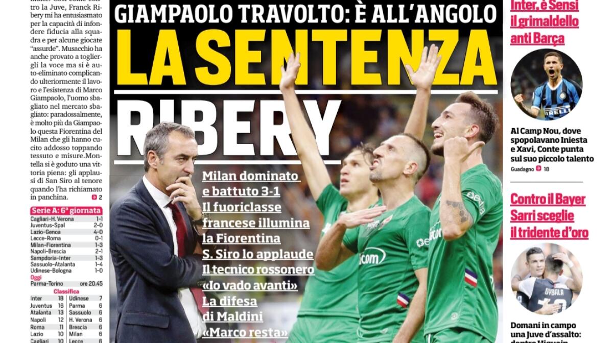 CorSport, Ribery da standing ovation, Montella con le sue mosse trionfa a San Siro. Fiorentina show - 