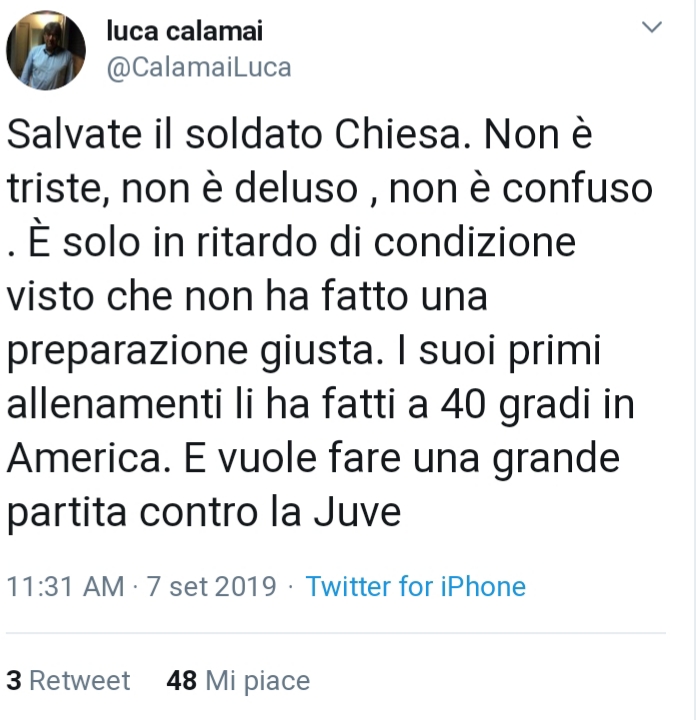 Calamai: "Chiesa triste e imbronciato? Niente di vero, solo ritardo di condizione.."