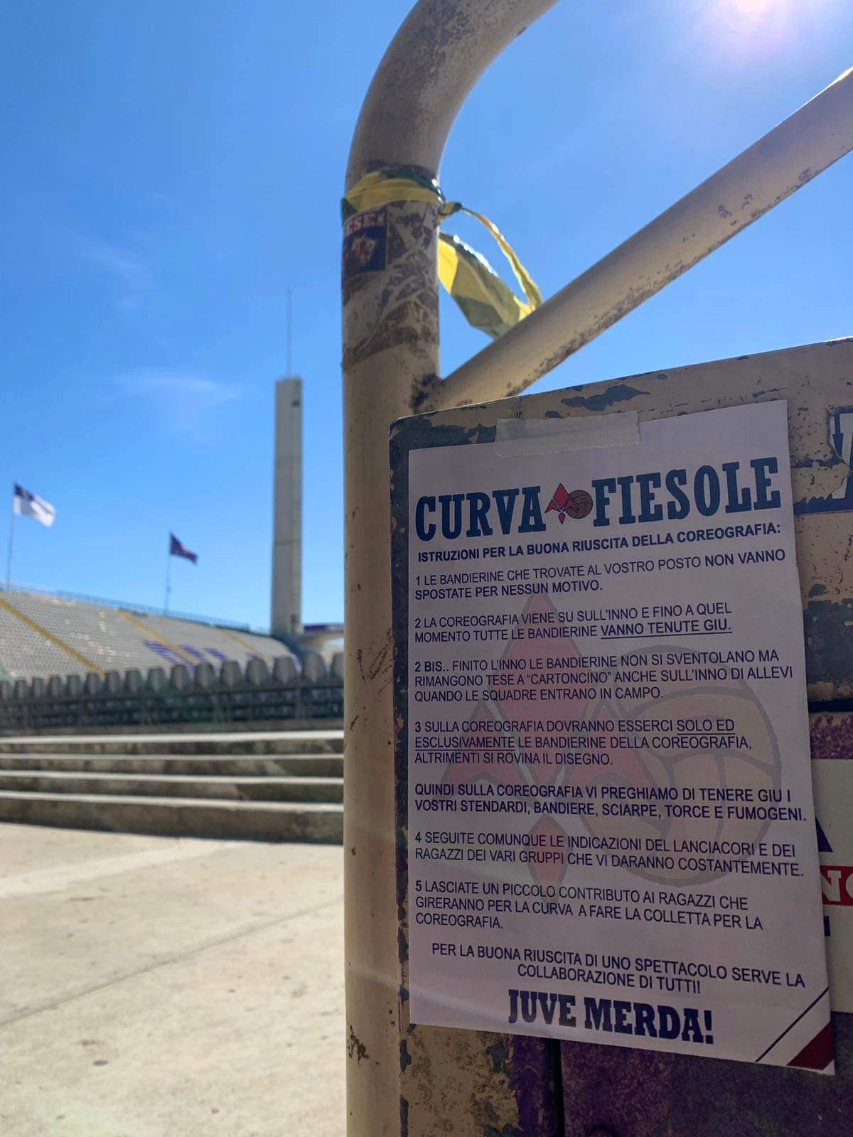 Fiesole e Maratona si preparano ad una grande coreografia. Ecco le indicazioni sugli spalti