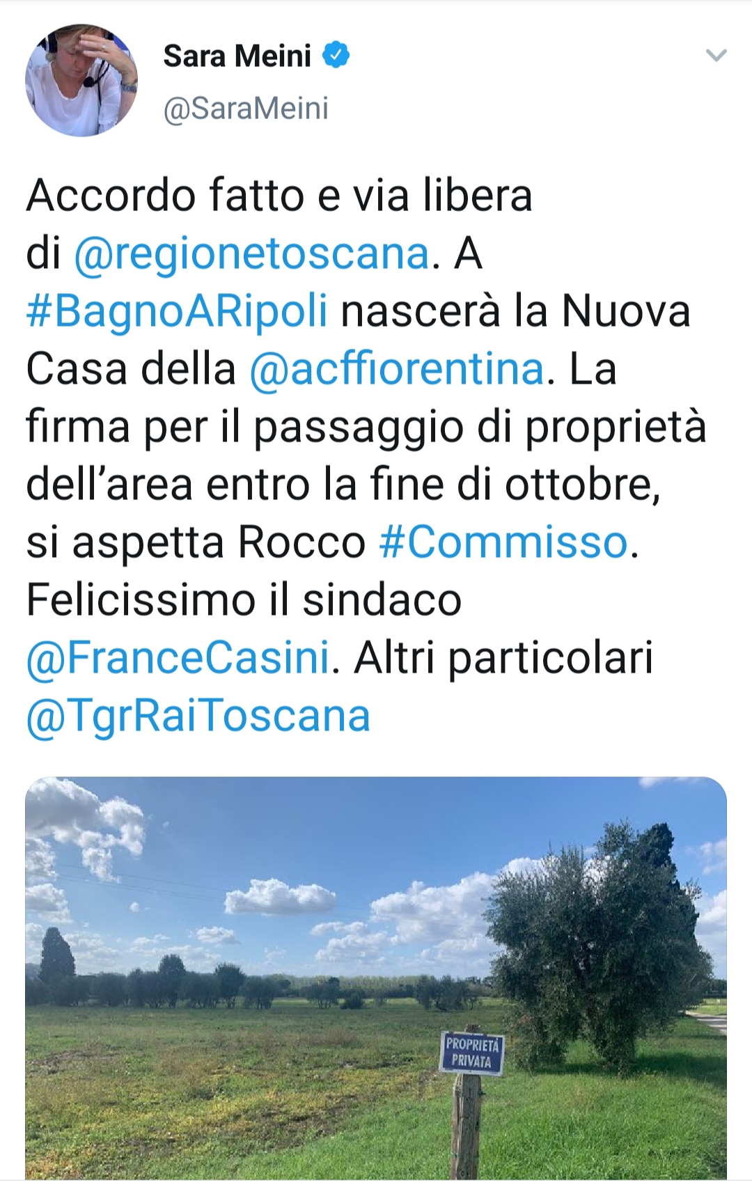 Rai, accordo raggiunto, il nuovo centro sportivo della Fiorentina sarà a Bagno a Ripoli. Via libera della regione