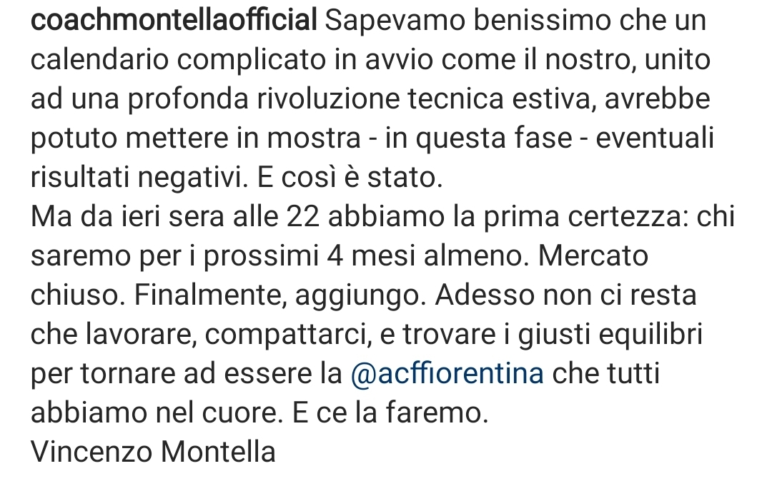 Montella: "Sapevamo che dopo la rivoluzione un calendario cosi difficile ci avrebbe messo in difficoltà. Adesso finalmente la squadra c'è"