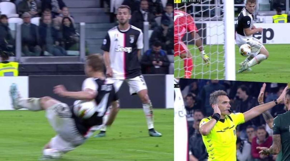 Mano di De Ligt in area al 92', var e rigore? No, l'arbitro nemmeno la va a vedere. Il Bologna è furioso - 