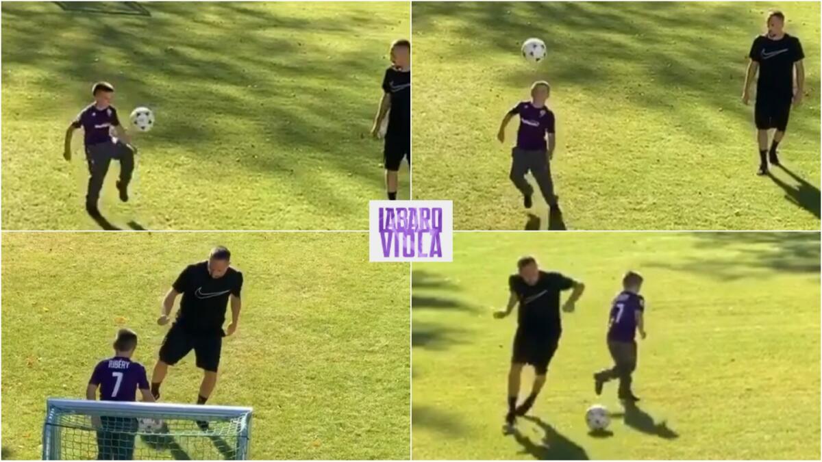Video, il figlio di Ribery punta, dribla e incanta papà Franck. Grandi giocate nel giardino di casa - 