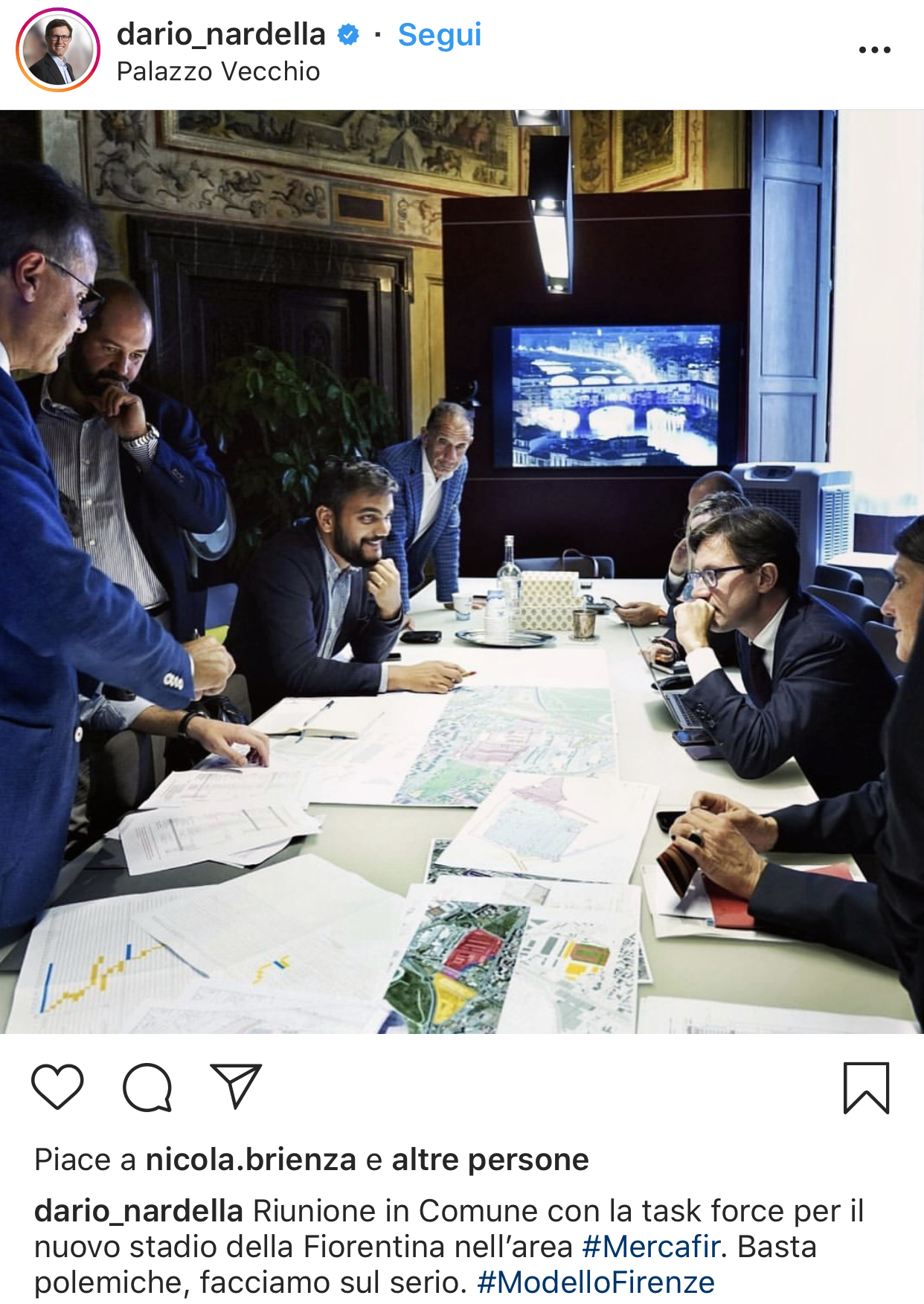 Nardella in riunione con la task force per il nuovo stadio: "Basta polemiche, facciamo sul serio"