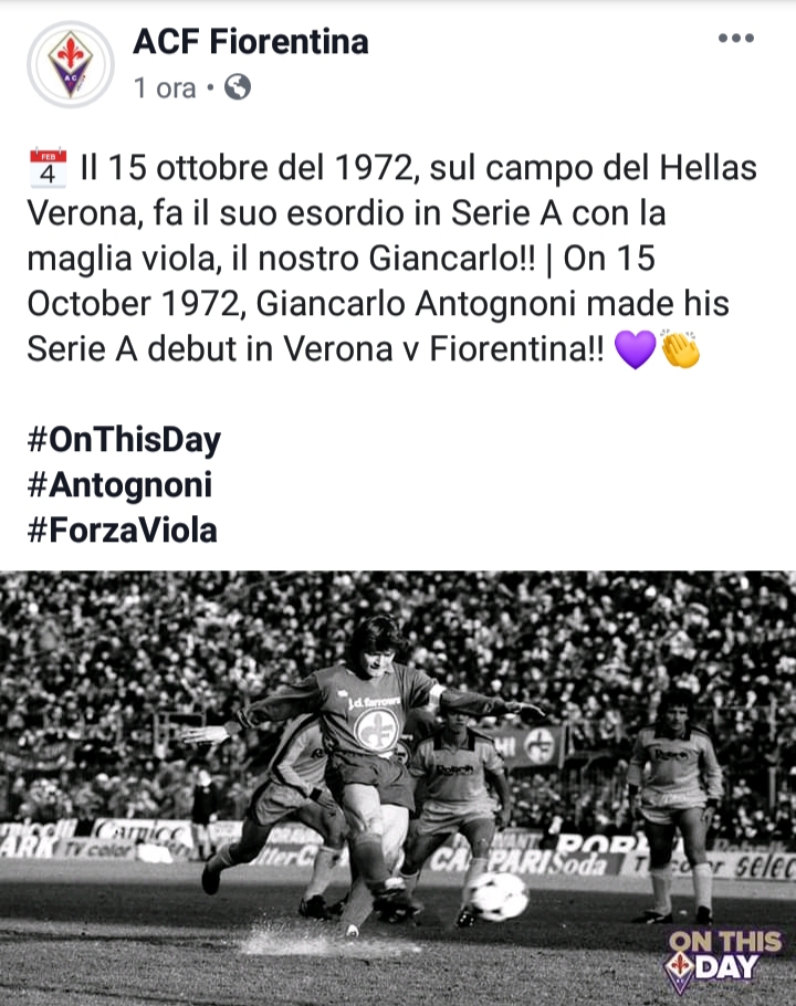 (FOTO) 47 anni fa l'esordio in viola dell'Unico 10. ACF rende onore ad Antognoni sui social..