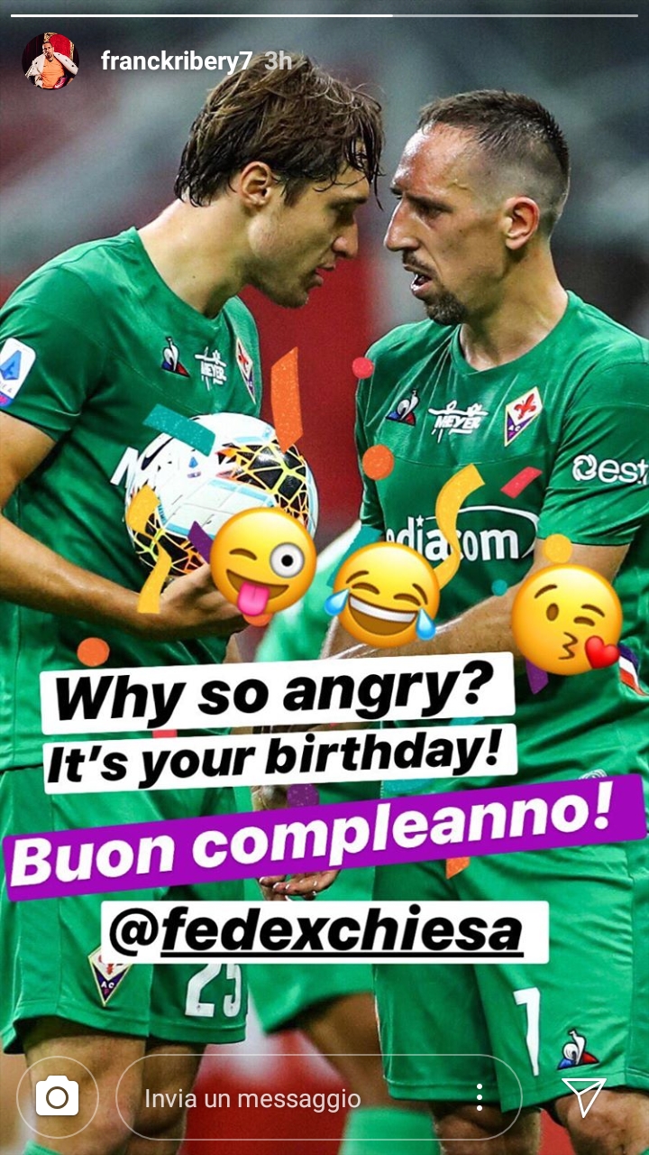 (FOTO) Ribery fa i suoi auguri social a Chiesa nelle stories scherzando: "Perché sei arrabbiato?"