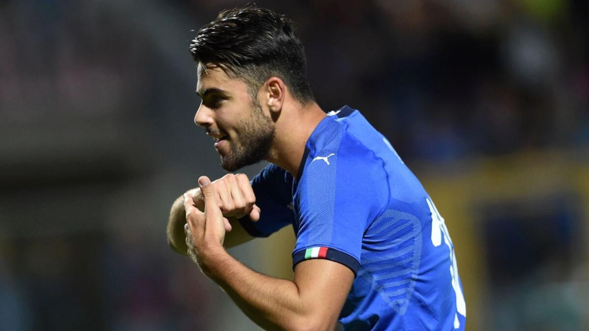 Al 32' l'Italia Under21 è in vantaggio sull'Islanda. Il goal dell'1-0 è firmato Sottil - 