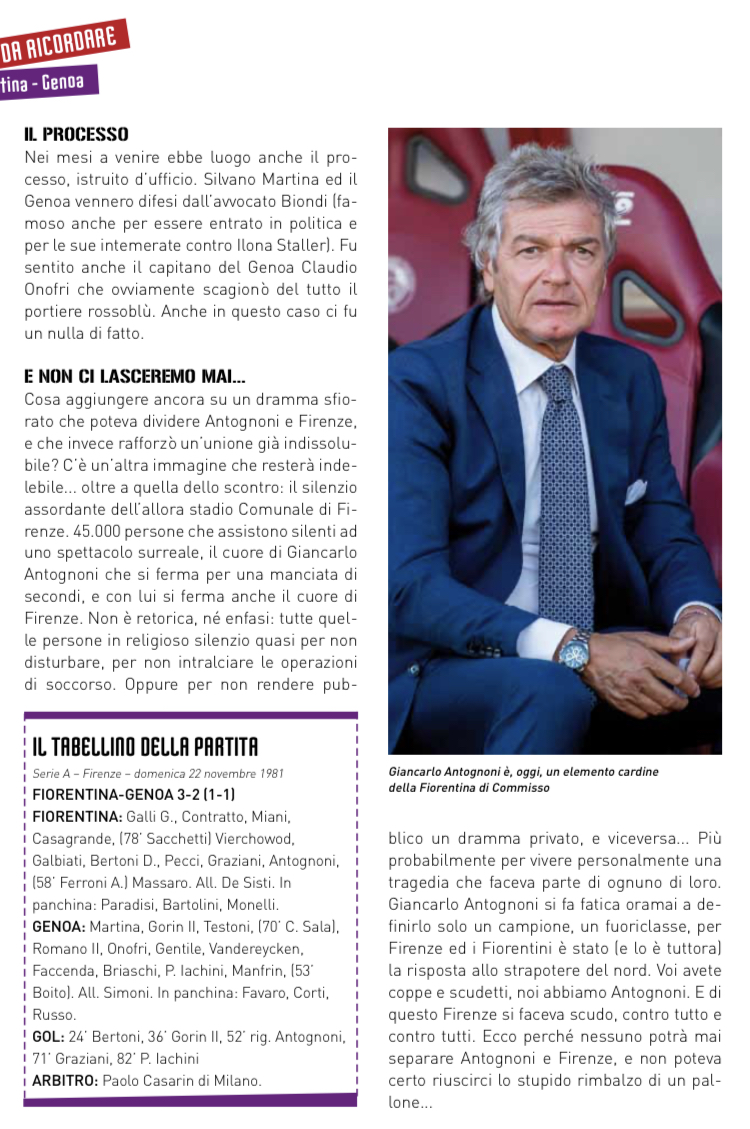 22 Novembre ‘81, quando Firenze ebbe paura per Antognoni in quel Fiorentina-Genoa