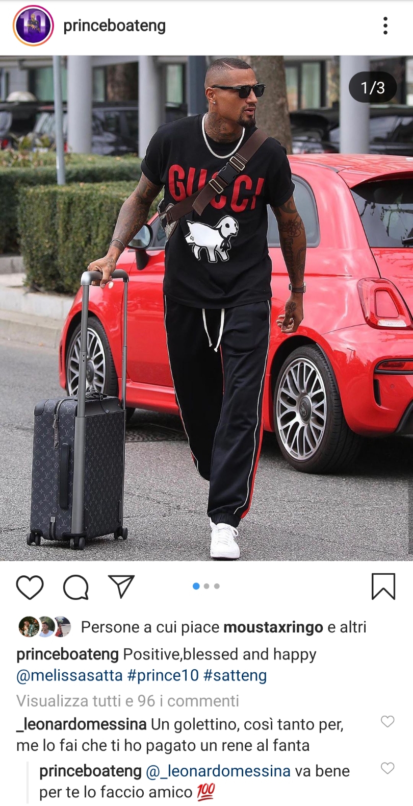 "Fammi un gol, ho speso un rene per te al fantacalcio" la risposta di Boateng ad un ragazzo su Instagram