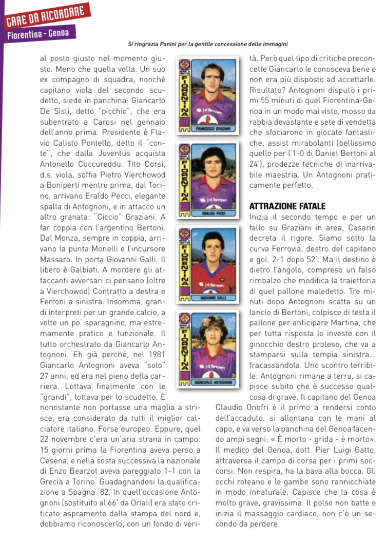 22 Novembre ‘81, quando Firenze ebbe paura per Antognoni in quel Fiorentina-Genoa