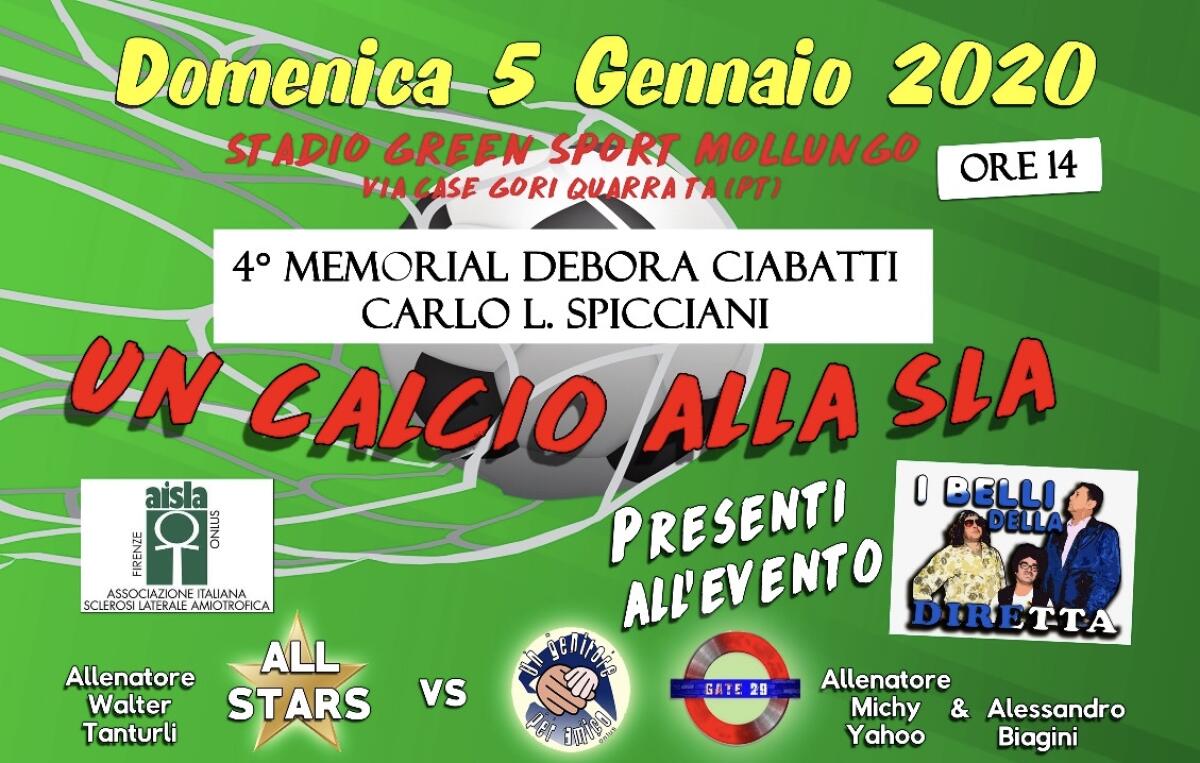 Un calcio alla SLA: partita di beneficenza il 5 gennaio 2020. Parte del ricavato ad AISLA - 