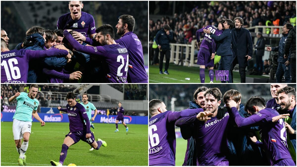 La fotocronaca, Vlahovic brucia Skriniar e fa impazzire il Franchi, abbraccio con Montella - 