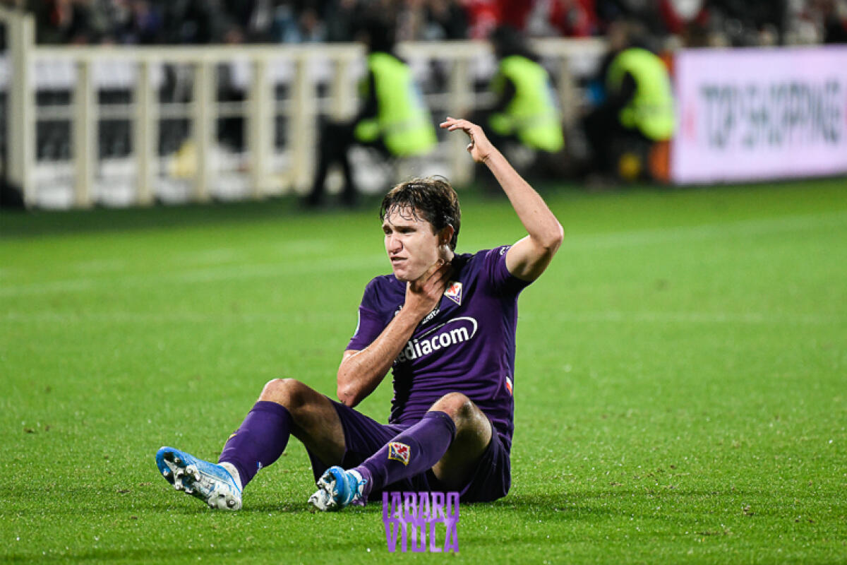 Chiesa pestato duro contro l'Inter, molto probabilmente con la Roma non ci sarà. Recupero difficile - Firenze, stadio Artemio Franchi, 15.12.2019, Fiorentina-Inter, Foto Fiorenzo Sernacchioli. Copyright Labaroviola.com