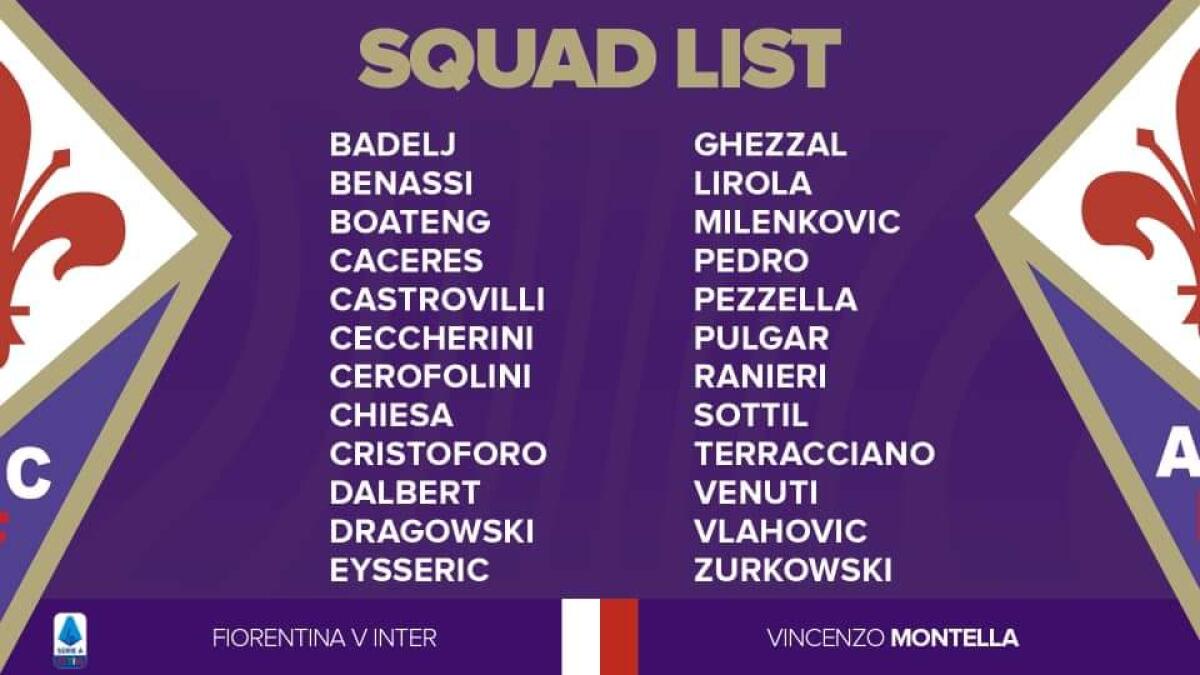 I convocati della Fiorentina, rientra Pezzella. Presente tutta la rosa tranne Ribery - 