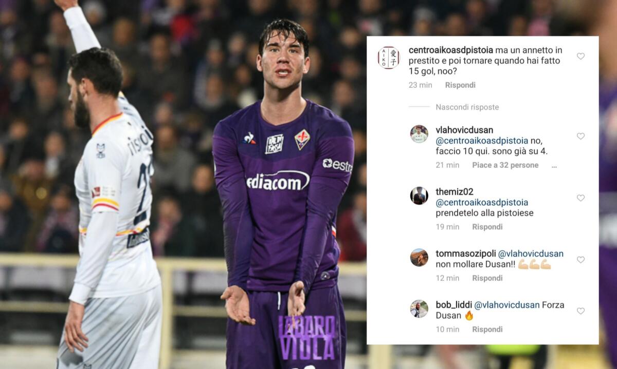 Vlahovic risponde alla critica di un tifoso viola: "Faccio dieci gol, sono già a quattro". Lo scambio di battute - 