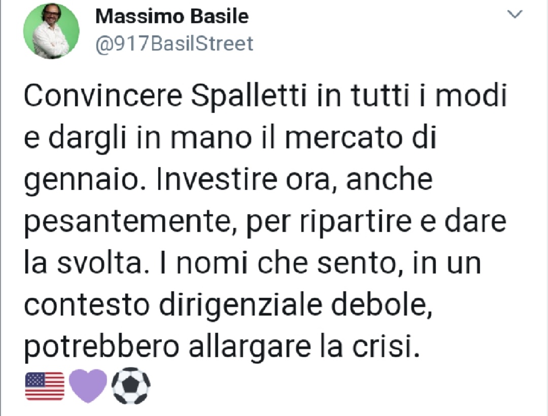 Basile: "Bisogna convincere Spalletti in tutti i modi. Non mi piacciono i nomi che sono usciti"