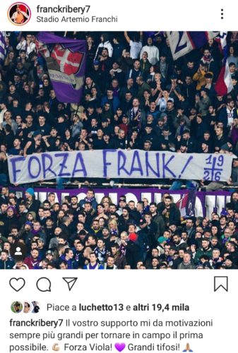Ribery ringrazia la Fiesole: "Il vostro supporto mi da motivazioni più grandi per tornare.."