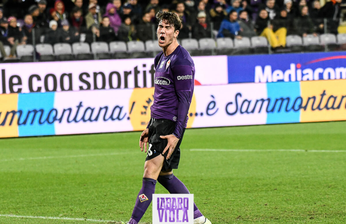 Vlahovic: "Questa è Firenze!! Grande squadra, andiamo solo avanti e non molliamo mai" - Firenze, stadio Artemio Franchi, 20.12.2019, Fiorentina-Roma, Foto Fiorenzo Sernacchioli. Copyright Labaroviola.com